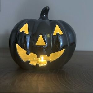 Halloween Martha Stewart ceramic light grey LED Halloween pumpkin.